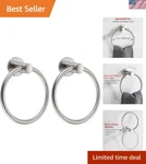 Elegant Brushed Nickel Towel Ring 2 Pack - Rustproof Stainless Steel Design. Fixed Price $42.99.