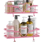 Pink Shower Caddy With 4 Removable Hooks, 2 Pack Sweet Heart Shelves,n.... Fixed Price $53.23.