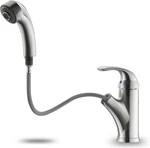 Brushed Nickel Kitchen Faucet With Pull-out Sprayer & 150 Swivel Design. Fixed Price $108.99.