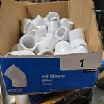 Lasco 1" Pvc 45 Elbow Slip Sch 40 White Pipe Fitting Lot Of 50 New 417010RMC. Fixed Price $29.99.