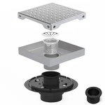 Modbath 6" High Flow Square Shower Floor Drain, Removable Grate, Brushed Nickel. Fixed Price $32.63.