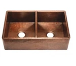 Belle Foret BFK2KITORB Double 16 Gauge Copper Kitchen Sink Oil Rubbed Bronze. Fixed Price $2800.00.