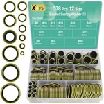 Xbvv 378 Pcs Nbr Metal Bonded Sealing Washer Assortment Kit M6 M8 M30, Black. Fixed Price $38.04.
