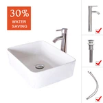 Bathroom Ceramic Vessel Sink White Rectangle Faucet Bowl Pop Up Drain Top Combo. Fixed Price $92.99.