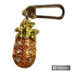 Pineapple Zipper Pull Purse Charm Backpack Gold Tone Crystal Tropical Island. Fixed Price $9.99.