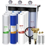 4-STAGE 20"X4.5" Big Blue Whole House Water Filter System 1" Npt Port 150000 Gal. Fixed Price $269.99.
