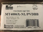 Mountain Plumbing MT4006X-NL/PVDBB Cross Handle Angle Valve & Bell Flange. Fixed Price $85.00.