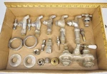 Antique Chromed Brass Plumbing Fixtures Spiggot, Faucet, Valve. Fixed Price $64.00.