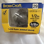 Brasscraft 29 G2CR19X 1/2 Nom Comp Inlet 1/4 Turn Angle Valve. Fixed Price $7.25.