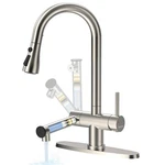 Kitchen Sink Faucet With Filtered Stainless Steel Pull Down Sprayer Swivel Mixer. Fixed Price $55.85.