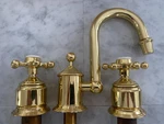 Kohler K-325-3D-PB Antique Curio Widespread Lavatory Faucet Six-prong Handles. Fixed Price $850.00.