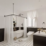 Naiture Stainless Steel/aluminum Corner Shower Curtain Rod With Ceiling Support. Fixed Price $184.99.