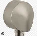 Hansgrohe Terrano Wall Outlet 27458823 Brushed Nickel Round Handheld Shower. Fixed Price $57.23.