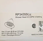 Delta RP34355CZ Victorian 3-SETTING Shower Head Champagne Bronze. Fixed Price $84.99.