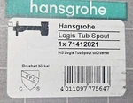 Hansgrohe Logis 5-7/8" Diverter Wall Mounted Tub Spout 71412821 Brushed Nickel. Fixed Price $129.99.