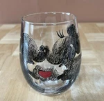 Silver Buffalo Disney Mickey And Minnie Classic Heart Stemless Wine Glass Euc. Fixed Price $12.97.