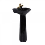 Renovators Supply Black Bathroom Pedestal Sink 4" Centers With Overflow. Fixed Price $263.99.