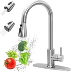 Wewe Kitchen Faucet Sink Pull Down Sprayer Swivel Spout Brushed Nickel Mixer Tap. Fixed Price $21.59.