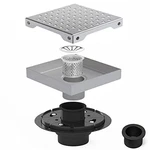 Modbath 6" High Flow Square Shower Floor Drain, Removable Grate, Brushed Nickel. Fixed Price $32.63.