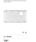 Blanco 236595 Quatrus Stainless Steel Sink Grid, 16.13" X 30" W 0.25" H. Fixed Price $75.00.