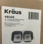 Kraus Premier Undermount 32.25X18 Stainless Steel Double Equal Bowl Kitchen Sink. Fixed Price $239.99.