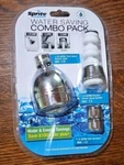 Sprite Water Saving Combo Pack Shower Kitchen Bath Heads Three Spray Swivel. Fixed Price $14.99.